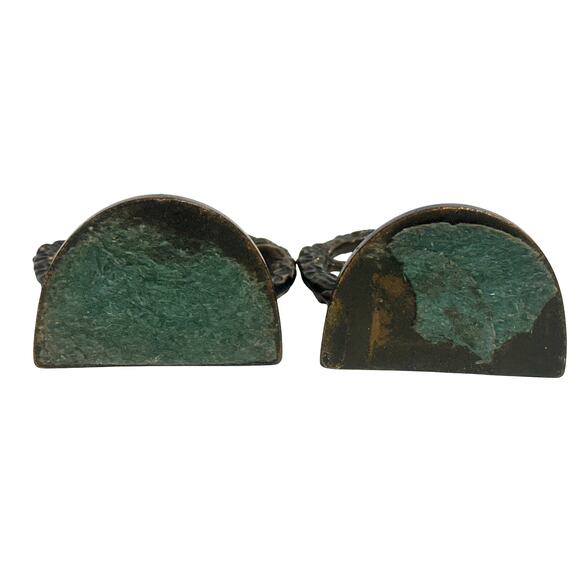 Antique Art Nouveau Heavy Cast 'Nude in Wreath' Set of Bookends Bronze Finish - Picture 8 of 9